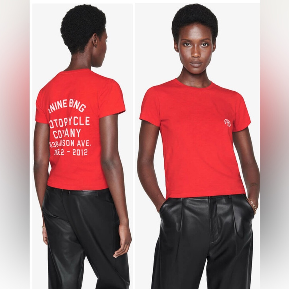 Anine Bing red graphic tee - motorcycle club